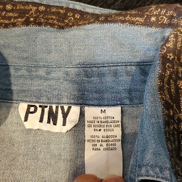 PTNY Vintage Denim Christmas Snowman Shirt Size Medium - Picture 8 of 11